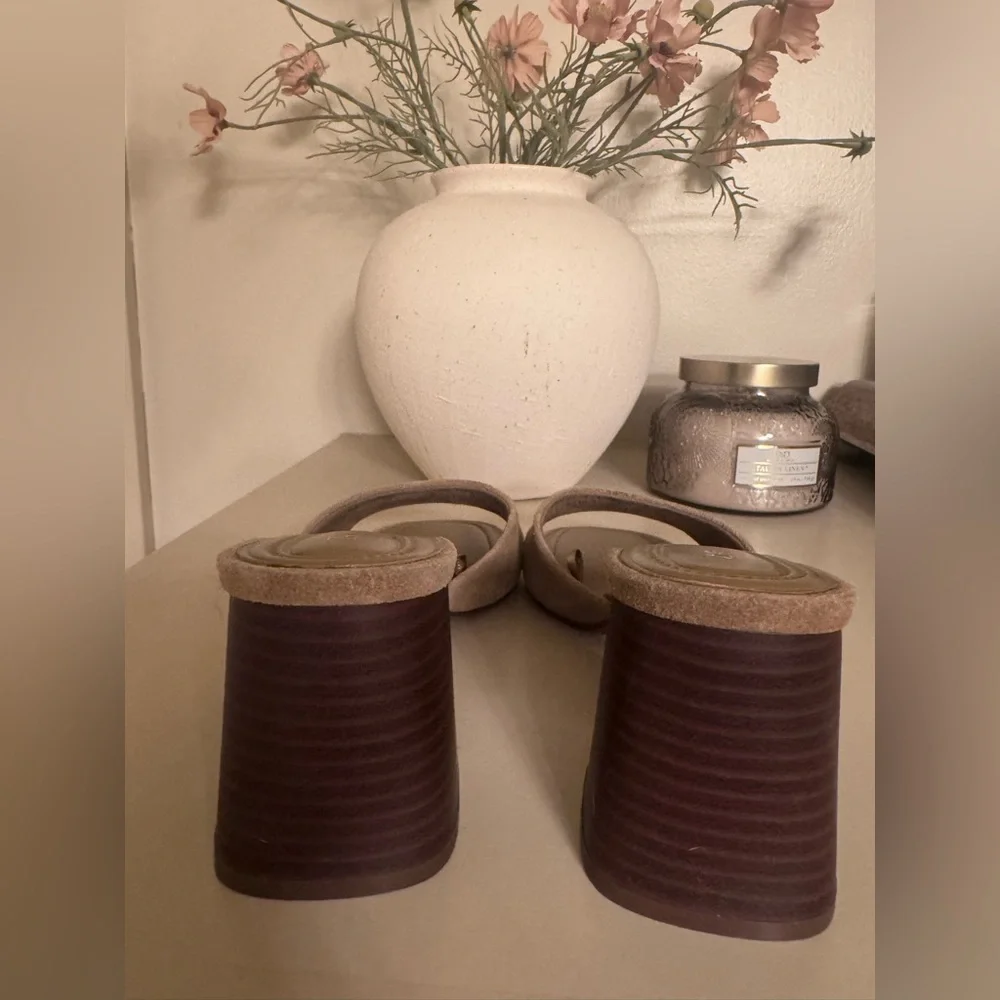 NWOT Zara Split Suede Block Heeled Sandals - Picture 3 of 4